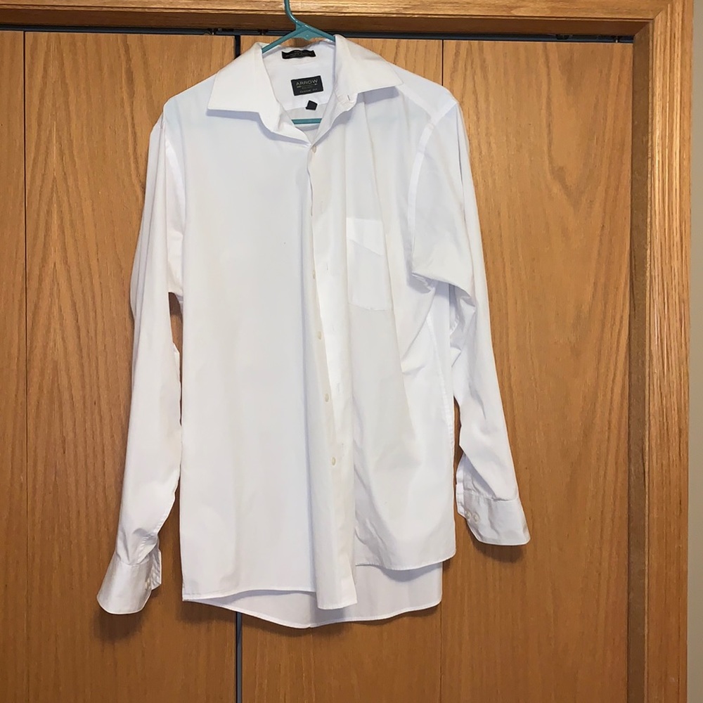 Arrow - White button up dress short